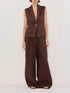 'Marisol' Sleeveless Blazer and Wide Leg Pants Set - Celes Fashion